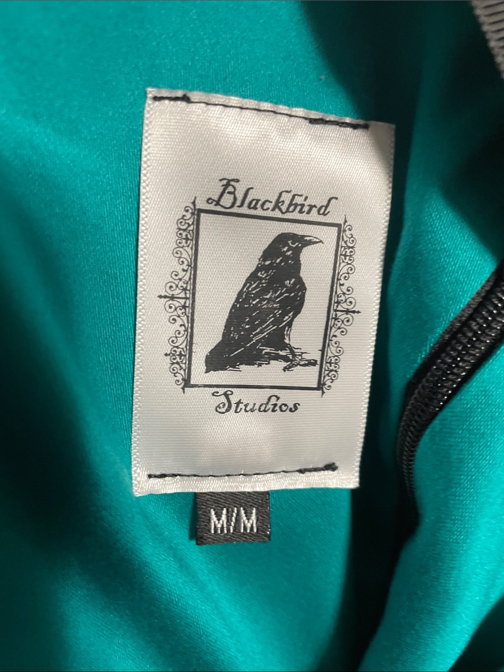 Vintage Inspired Blackbird Studio Turquoise with Floral Print Dress Size Medium - Picture 11 of 12